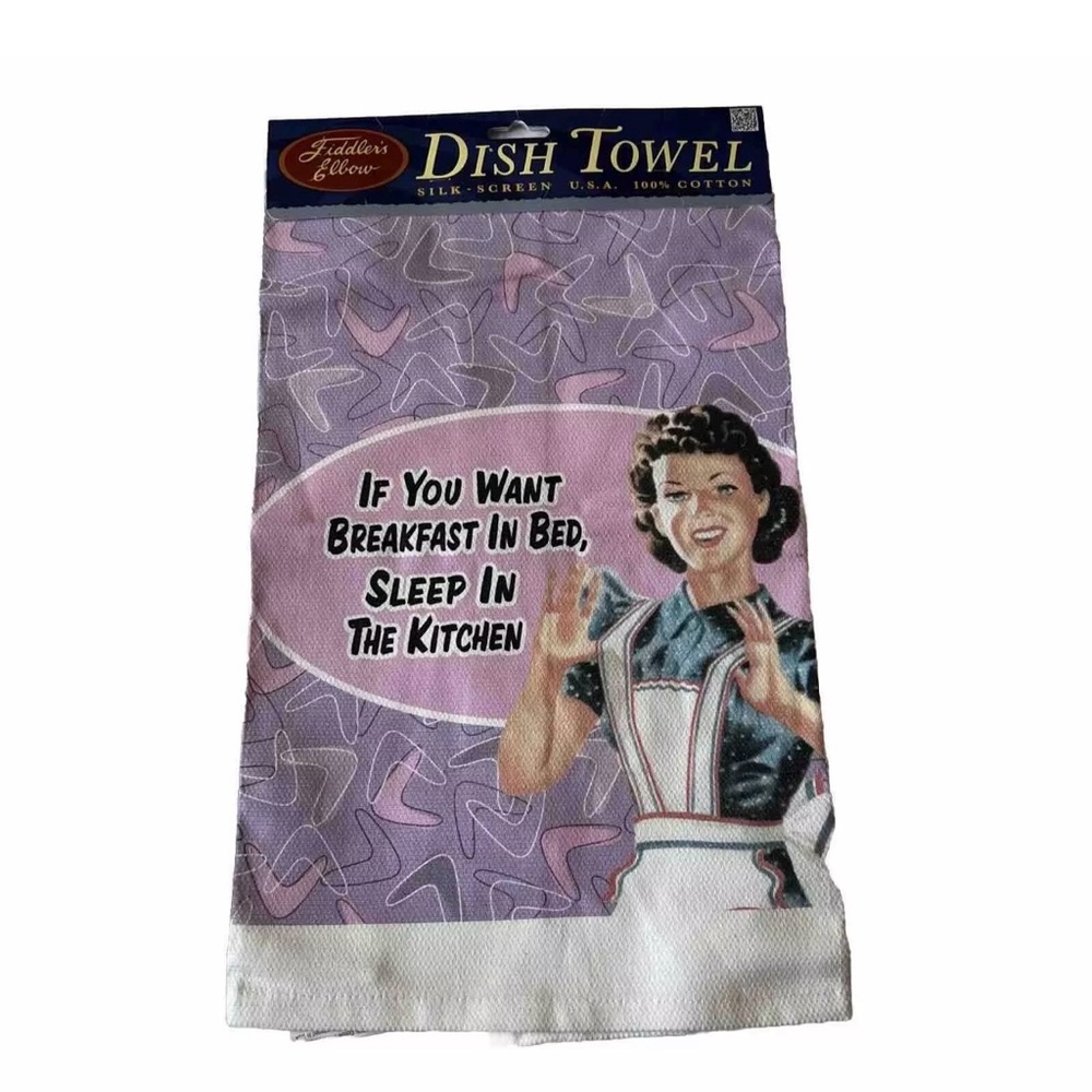 If You Want Breakfast in Bed..Fiddler’s Elbow Dish Towel NEW (B12)